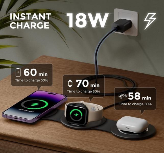 3 in 1 Magnetic Foldable Wireless Charger