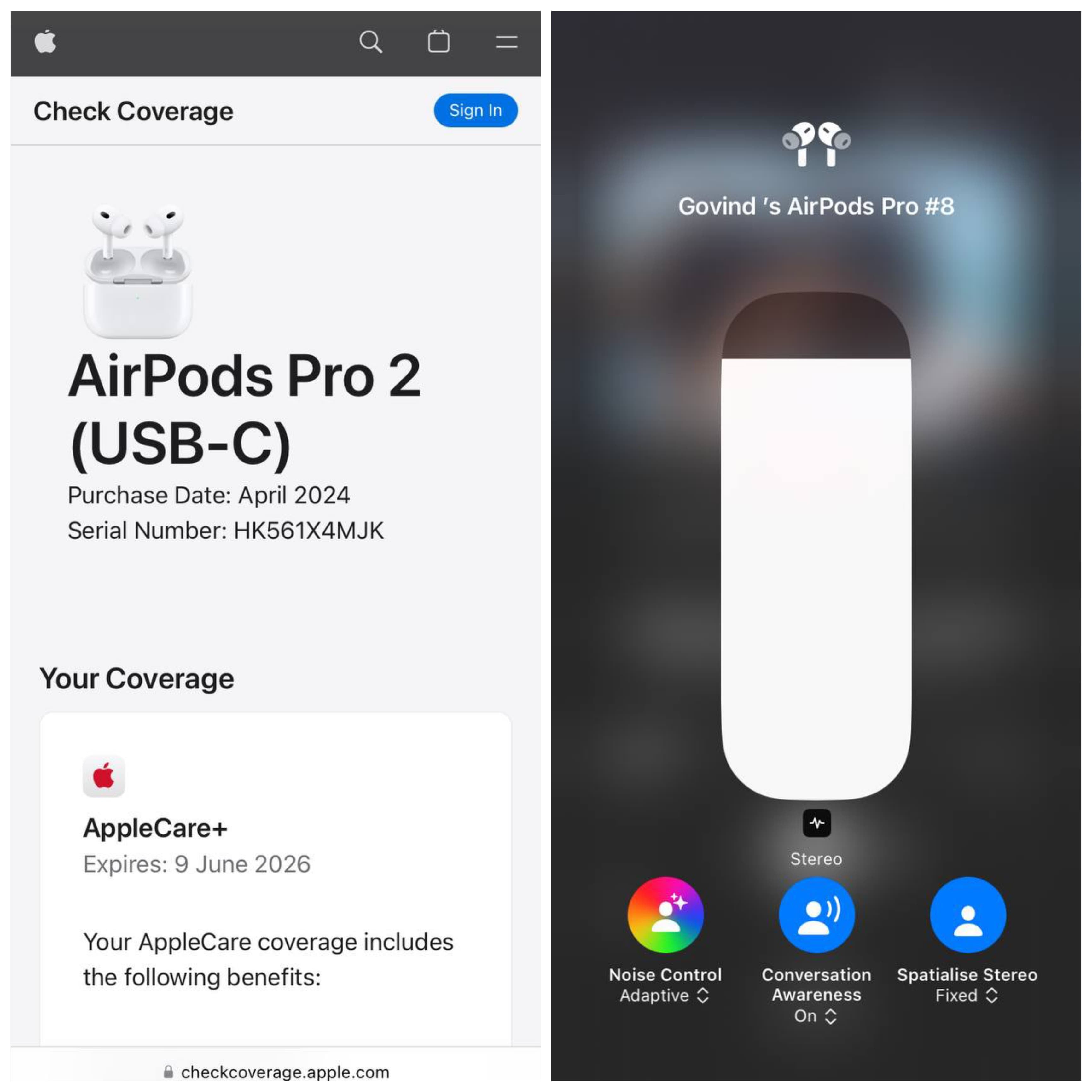 Apple Airpods Pro 2nd Gen TYPE-C (with Apple Care+ 2 years serial num.)